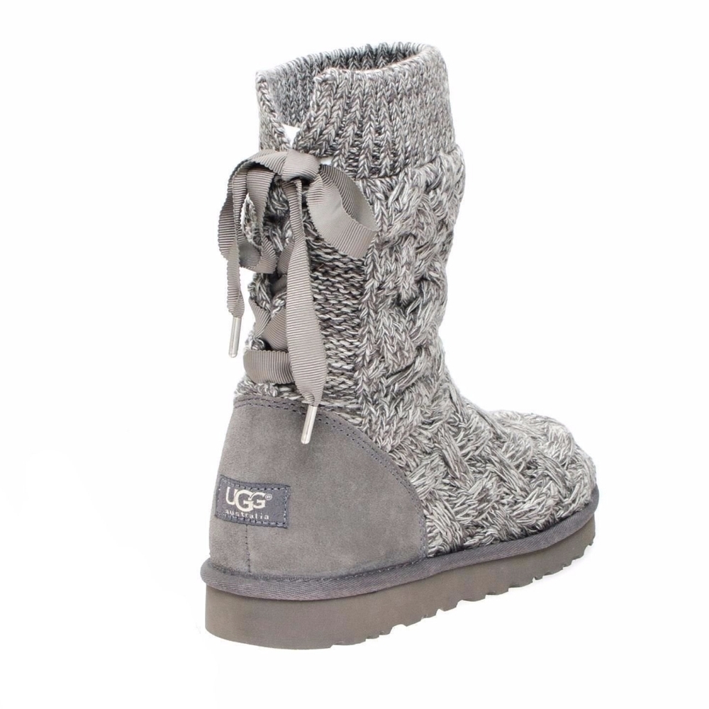 UGG Isla Gray Sweater Knit Boots Sz 6